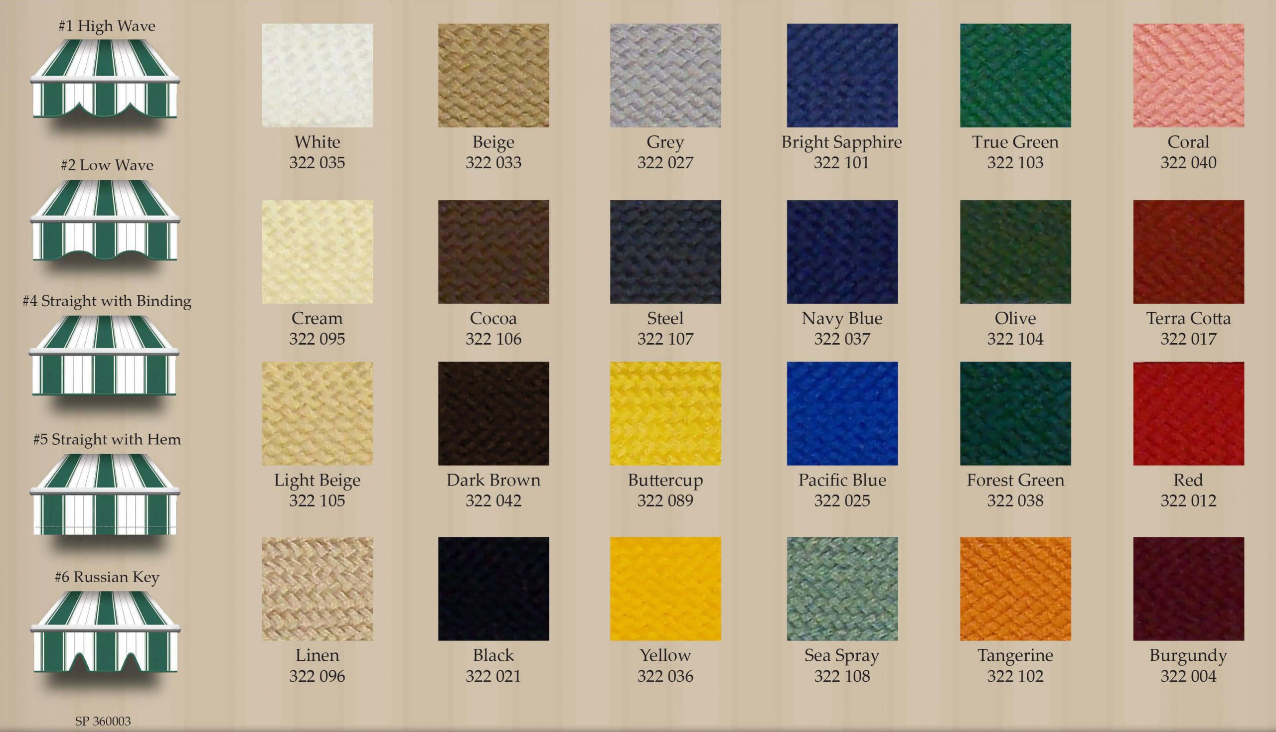 Selection Of Awning Valances And Binding Colors Offered At Solarus USA