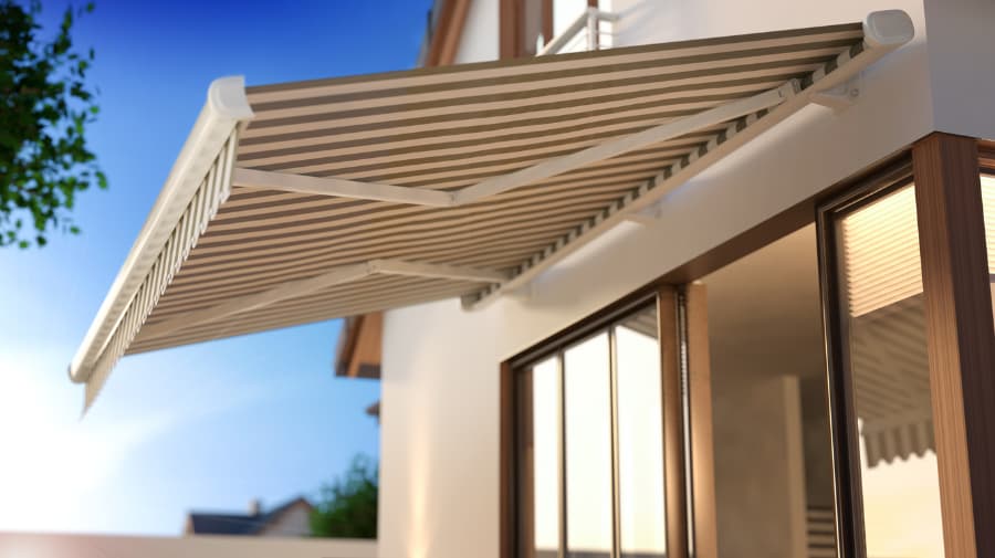 Newly installed awning over window