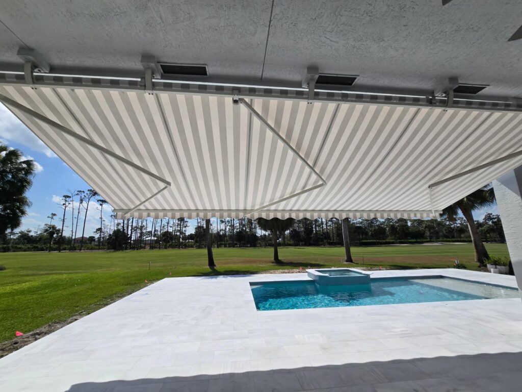 Retractable Awning on back porch at Florida home