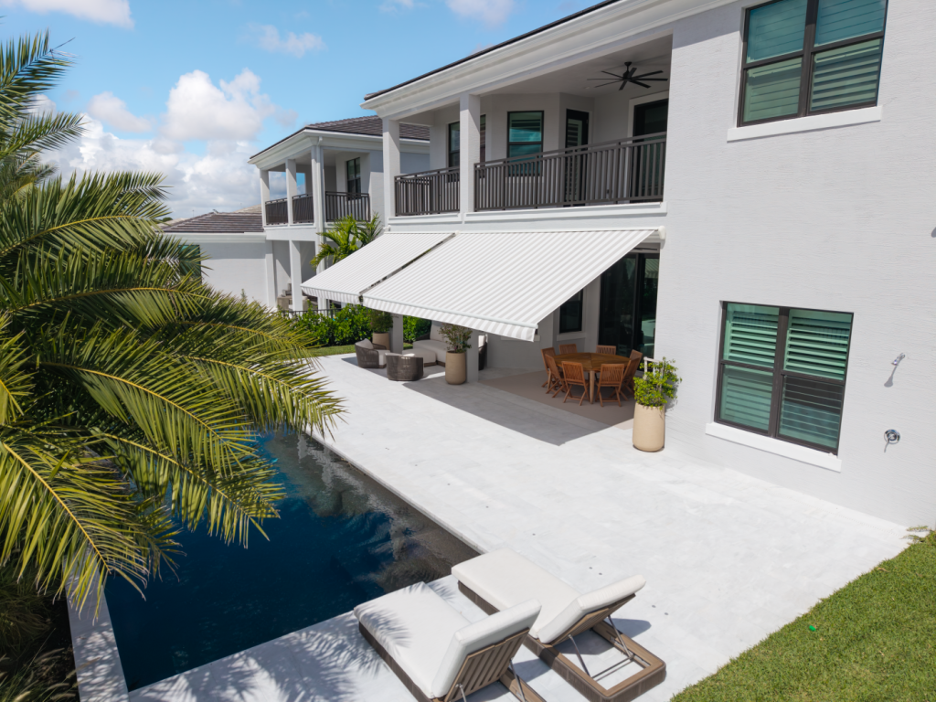 Double retractable awning installation in Palm Beach Gardens