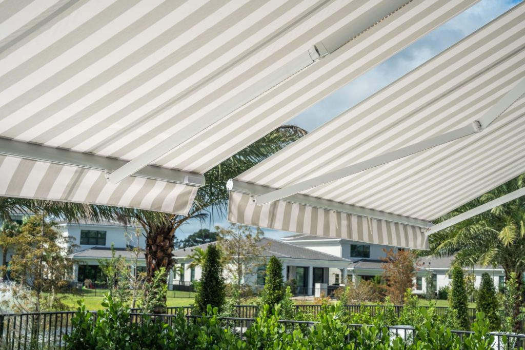 View from under the double awnings