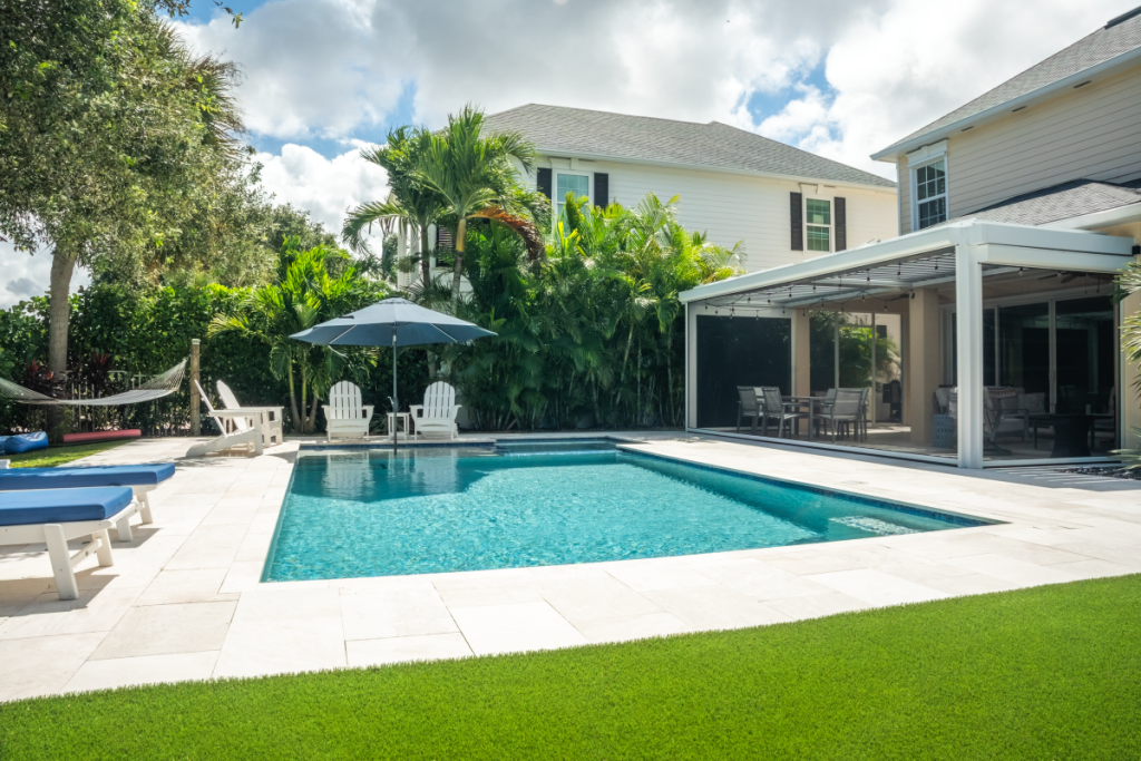 Pergola & motorized insect screen installed at a Jupiter, Florida home
